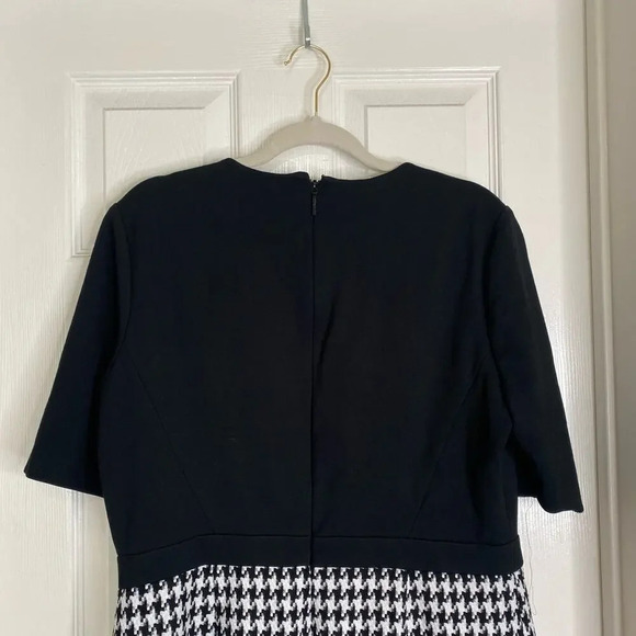 TED BAKER Johan Mixed Media Dress Houndstooth Black White Ted 6 US Plus Size 2X - Picture 8 of 8